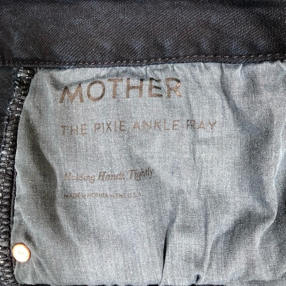 MOTHER The Pixie Ankle Fray Jeans Size 32 Button Fly raw hem Dark Blue - Picture 7 of 12